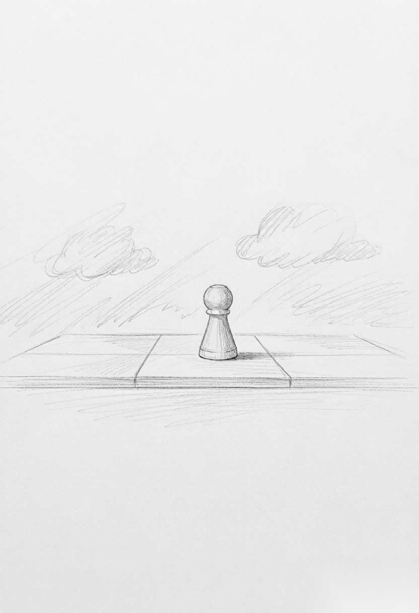 风雨后仍直立在棋盘上的一枚棋子