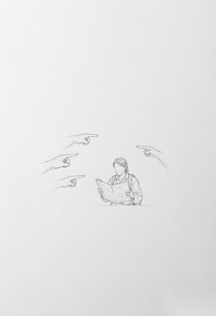 众人指路时仍独自展开地图核验