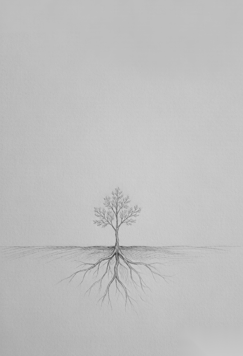 一株小树的根系在地下缓慢扩展